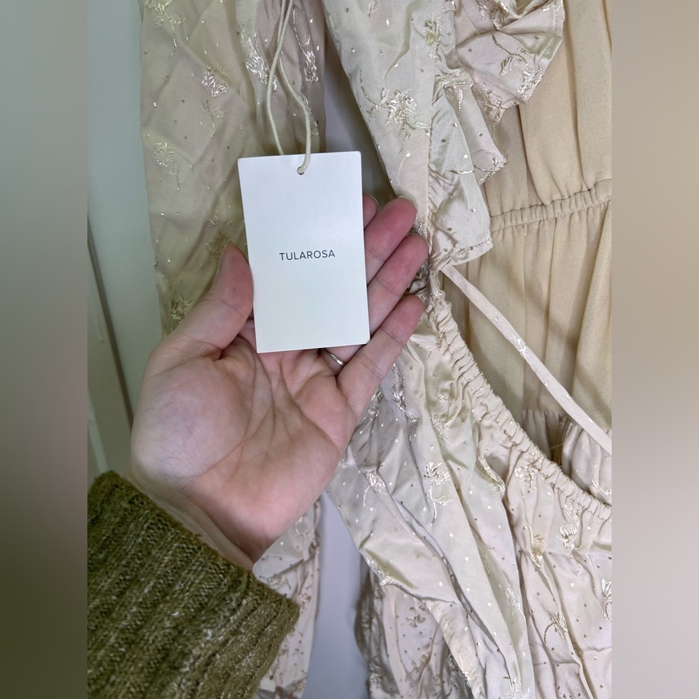 REVOLVE Tularosa Cream Ruffle Mini Dress Open Back Bridal Engagement Boho S NWT - Picture 6 of 12